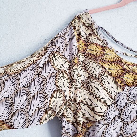 Gypsy Mara Hoffman Multicolor Feather Drape Front Blouse - Picture 3 of 7